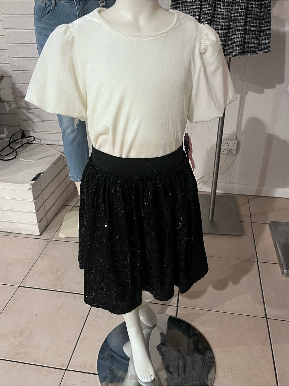 btween Black Sequin Circle Skirt